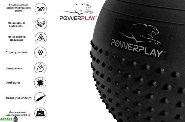 М'яч для фітнесу PowerPlay 4003 75 см Темно-сірий