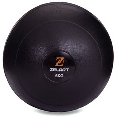 Мяч набивной слэмбол для кроссфита рифленый Zelart SLAM BALL FI-2672-6 6кг (MD1241-6) (PVC, d-24,4см, черный)