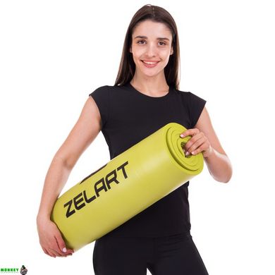 Килимок для фітнесу та йоги професійний Zelart FI-2578 MD9004-12.5 180x61x1,25см салатовий