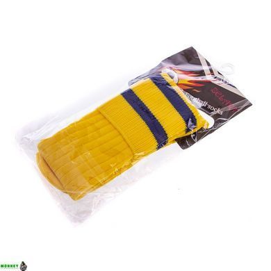 Гетры футбольные юниорские Zelart CO-5602 Желтый-белый размер 32-39
