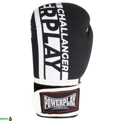 Боксерские перчатки PowerPlay 3086 Matt Challenger Черно-Белые 10 унций