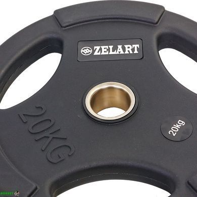Диски для штанги поліуретанові Zelart TA-5336-50-20 50мм 20кг чорний