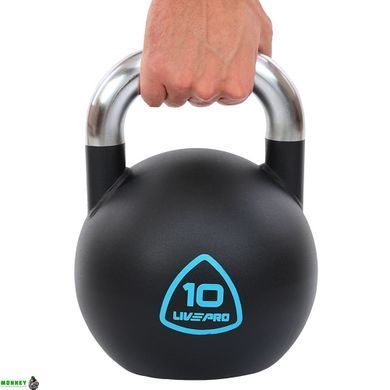 Гиря стальная окрашенная с хромированной ручкой LiveUp LP8042-10 10кг черный
