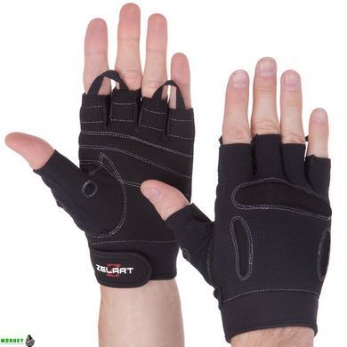 Перчатки для тяжелой атлетики ZELART SB-161577 Черный XL (PVC, открытые пальцы)