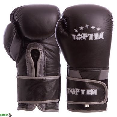 Рукавички боксерські шкіряні TOP TEN MA-6756 Коричневий-жовтий 10 унцій