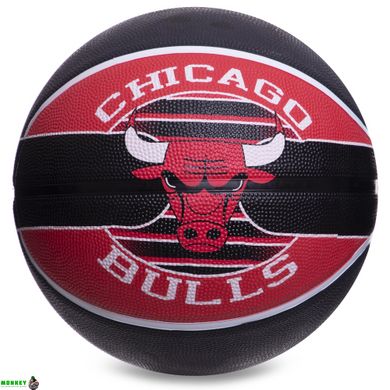 Мяч баскетбольный резиновый SPALDING NBA Team CHICAGO BULLS 83503Z №7 черный-красный