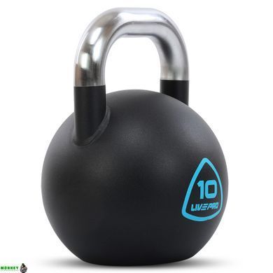 Гиря стальная окрашенная с хромированной ручкой LiveUp LP8042-10 10кг черный