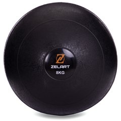 Мяч набивной слэмбол для кроссфита рифленый Zelart SLAM BALL FI-2672-8 8кг (MD1241-8) (PVC, d-24,4см, черный)