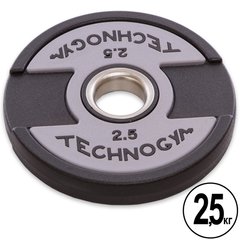 Блины (диски) полиуретановые с хватом и металлической втулкой d-51мм TECHNOGYM TG-1837-2_5 2,5кг (черный)