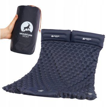 Коврик (каримат) надувной Mountain Goat 200 x 120 x 7 см двухместный со встроенным насосом Navy Blue (P-5905973400923)