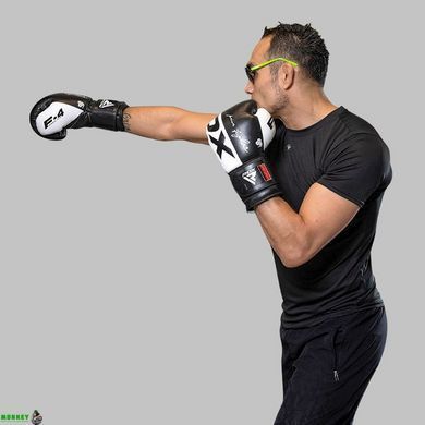 Боксерські рукавиці RDX F4 Boxing Sparring Gloves Hook&Loop WHITE/BLACK 12 унцій (капа у комплекті)