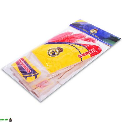 Перчатки вратарские REAL MADRID BALLONSTAR FB-0187-9 размер 8-10 красный-желтый