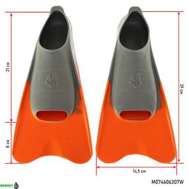 Ласты для тренировок в бассейне короткие с закрытой пяткой MadWave M074606307W размер 36-37 оранжевый