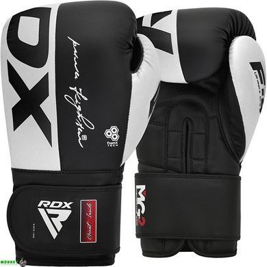Боксерські рукавиці RDX F4 Boxing Sparring Gloves Hook&Loop WHITE/BLACK 12 унцій (капа у комплекті)