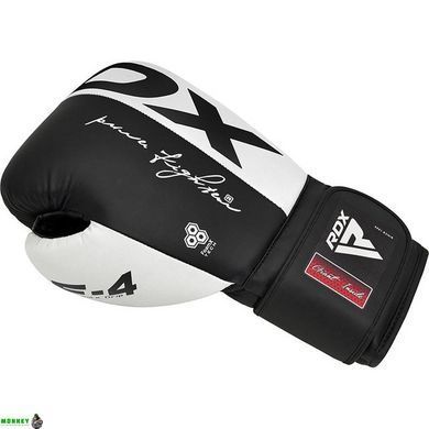 Боксерські рукавиці RDX F4 Boxing Sparring Gloves Hook&Loop WHITE/BLACK 12 унцій (капа у комплекті)