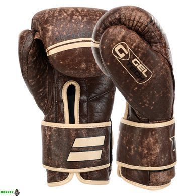 Рукавички боксерські шкіряні на липучці VELO VL-2214 (р-р 10-14oz, коричневий)