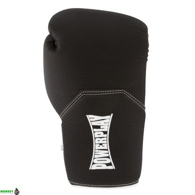 Боксерские перчатки PowerPlay 3011 черно-белые карбон 10 унций