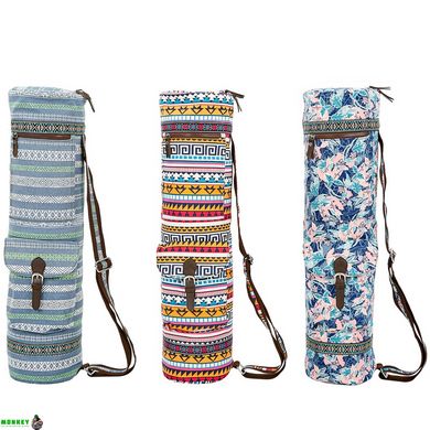 Сумка для йога коврика Yoga bag FODOKO SP-Sport FI-6972-7 (размер 16смх70см, полиэстер, хлопок, серый-синий)