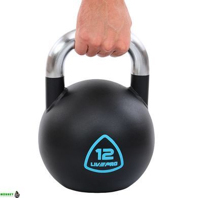 Гиря стальная окрашенная с хромированной ручкой LiveUp LP8042-12 12кг черный