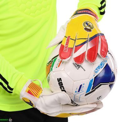Перчатки вратарские REAL MADRID BALLONSTAR FB-0187-9 9 размер красный-желтый