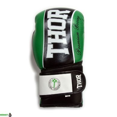 Рукавички боксерські THOR THUNDER 14oz / шкіра / зелені