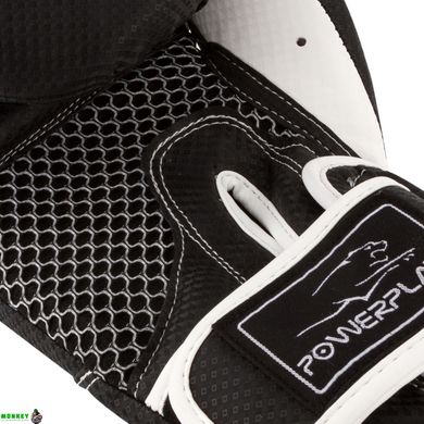 Боксерські рукавиці PowerPlay 3011 Чорно-Білі карбон 10 унцій