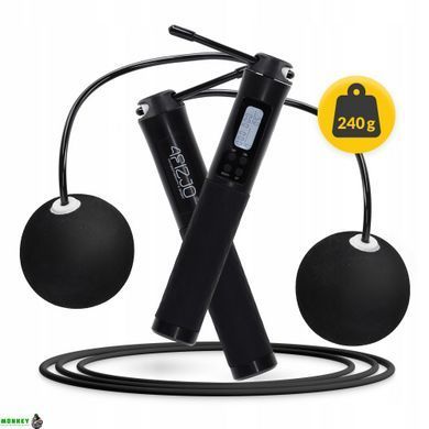 Скакалка з лічильником 4FIZJO 2 в 1 провідна/бездротова Black (P-5905973402200)