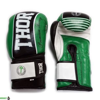Рукавички боксерські THOR THUNDER 14oz / шкіра / зелені