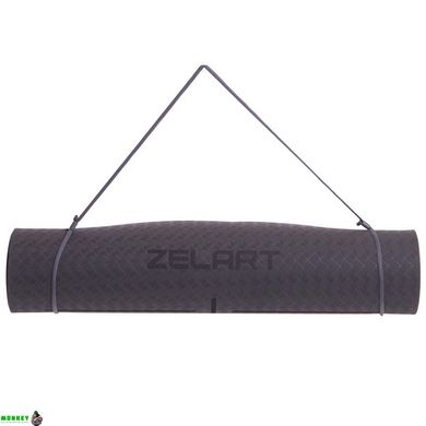 Коврик для йоги с разметкой Zelart FI-2579 (MD9038) 183x61x0,6см серый