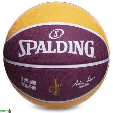 Мяч баскетбольный резиновый SPALDING NBA Team CLAVELAND CAVA 83504Z №7 красный-желтый