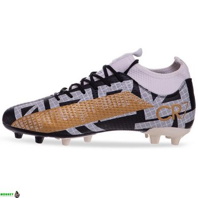 Бутсы футбольная обувь SP-Sport 202068-1 BLACK/WHITE/GOLD размер 40-44 (верх-PU, черный-белый-золотой)