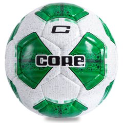 Мяч футбольный №5 PU ламин. CORE COMPETITION PLUS CR-005 (№5, 5 сл., сшит вручную, белый-зеленый)