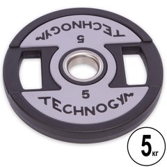 Блины (диски) полиуретановые с хватом и металлической втулкой d-51мм TECHNOGYM TG-1837-5 5кг (черный)