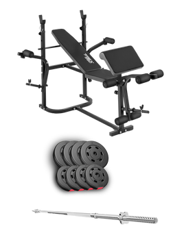 Набір Hop-Sport Premium 39 кг з лавою TX-020 та штангою