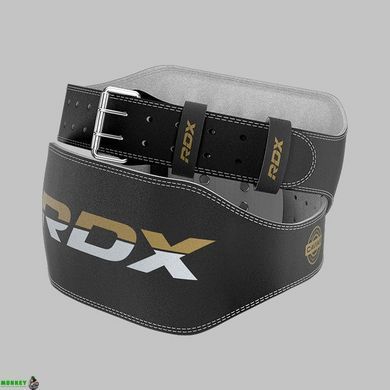Пояс для важкої атлетики RDX 6 шкіряний Black Gold M