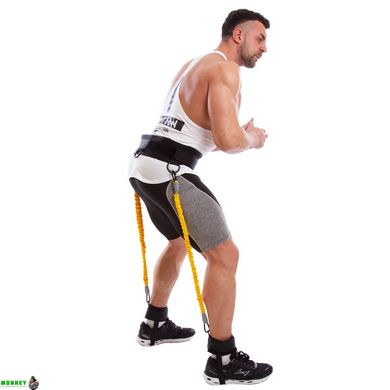 Тренировочная система для прыжков пояс и лямки для ног SP-Sport JP001 черный-желтый