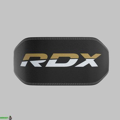 Пояс для важкої атлетики RDX 6 шкіряний Black Gold M