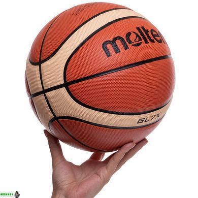 Мяч баскетбольный PU №7 MOL FIBA APPROVED GL7X BA-4994 коричневый-бежевый