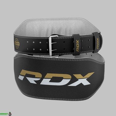 Пояс для важкої атлетики RDX 6 шкіряний Black Gold M