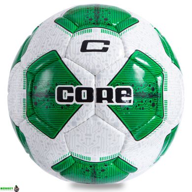 Мяч футбольный №5 PU ламин. CORE COMPETITION PLUS CR-005 (№5, 5 сл., сшит вручную, белый-зеленый)