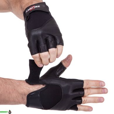 Перчатки спортивные кожаные Zelart SB-161556 S-XXL черный