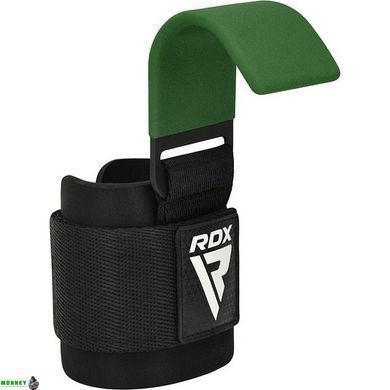 Крюки для тяги на запястье RDX W5 Gym Hook Strap Army Green Plus