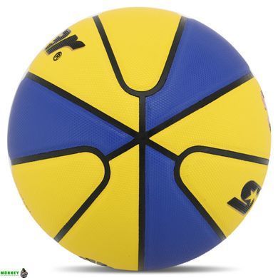 Мяч баскетбольный PU №6 STAR 3ON3 BB4136C (PU, бутил, желтый-синий)