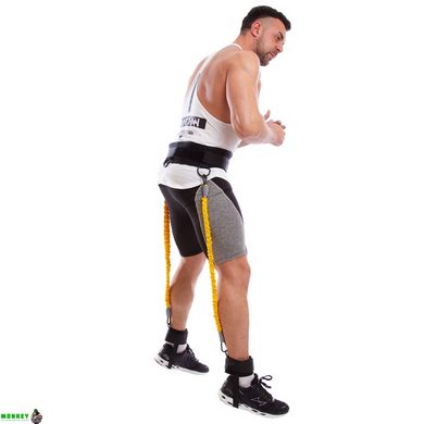 Тренировочная система для прыжков пояс и лямки для ног SP-Sport JP001 черный-желтый