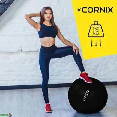 М'яч для фітнесу (фітбол) Cornix 55 см Anti-Burst XR-0014 Black