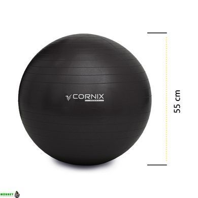 М'яч для фітнесу (фітбол) Cornix 55 см Anti-Burst XR-0014 Black