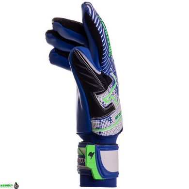 Перчатки вратарские SOCCERMAX GK-002 размер 8-10 синий-салатовый