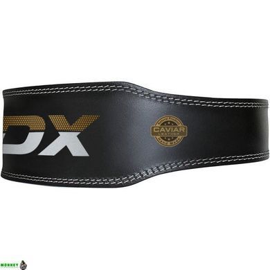 Пояс для важкої атлетики RDX 6 шкіряний Black Gold M