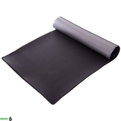 Килимок для фітнесу та йоги Zelart FI-2580 120x60x0,8см сірий-чорний