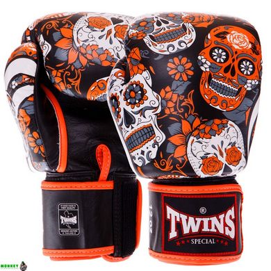 Боксерські рукавиці шкіряні TWINS FBGVL3-53 SKULL 10-14унцій кольори в асортименті